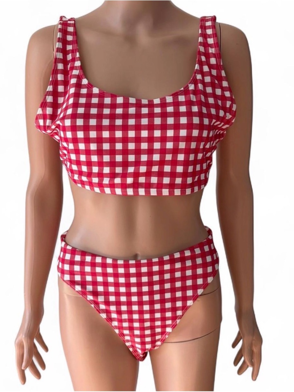 NWT FOREVER 21 Gingham Scoop Neck Bikini Set Women Swim plus size NWT